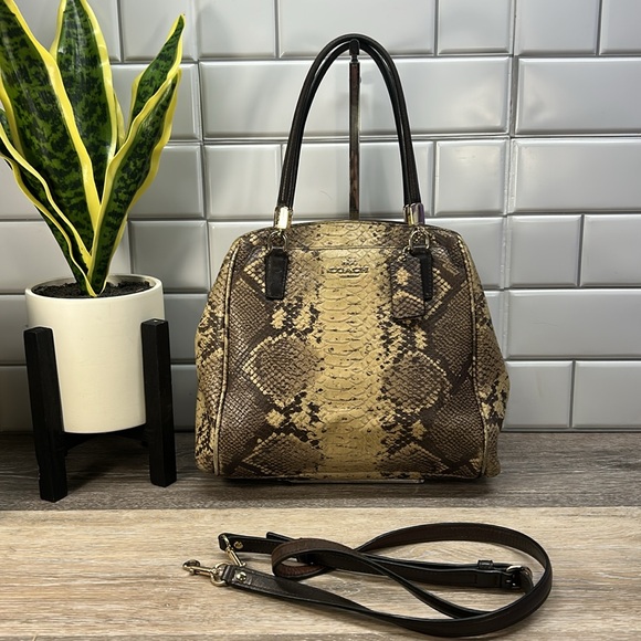 Coach Minetta Crossbody Python Embossed Leather Satchel - Picture 1 of 11